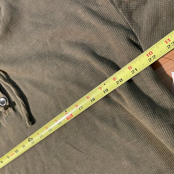 SO Henley Hoodie Army Green Hi Low Thermal Cotton Waffle Shirt, Size Large - Picture 12 of 15